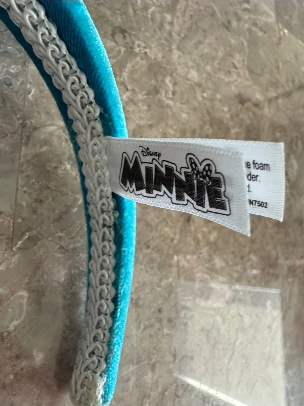 Disney Teal Sequin minnie Mouse Ears Headband with Red sequin Bow and flower